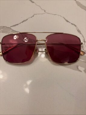 Dior Gold Frame Sunglasses with Pink Lenses